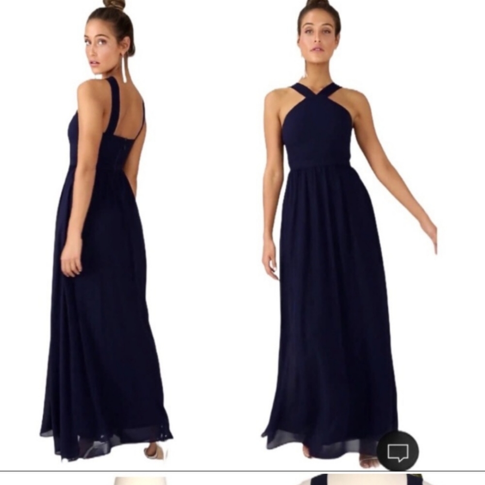 Lulu's Air of Romance Navy Blue Maxi dress Sz M